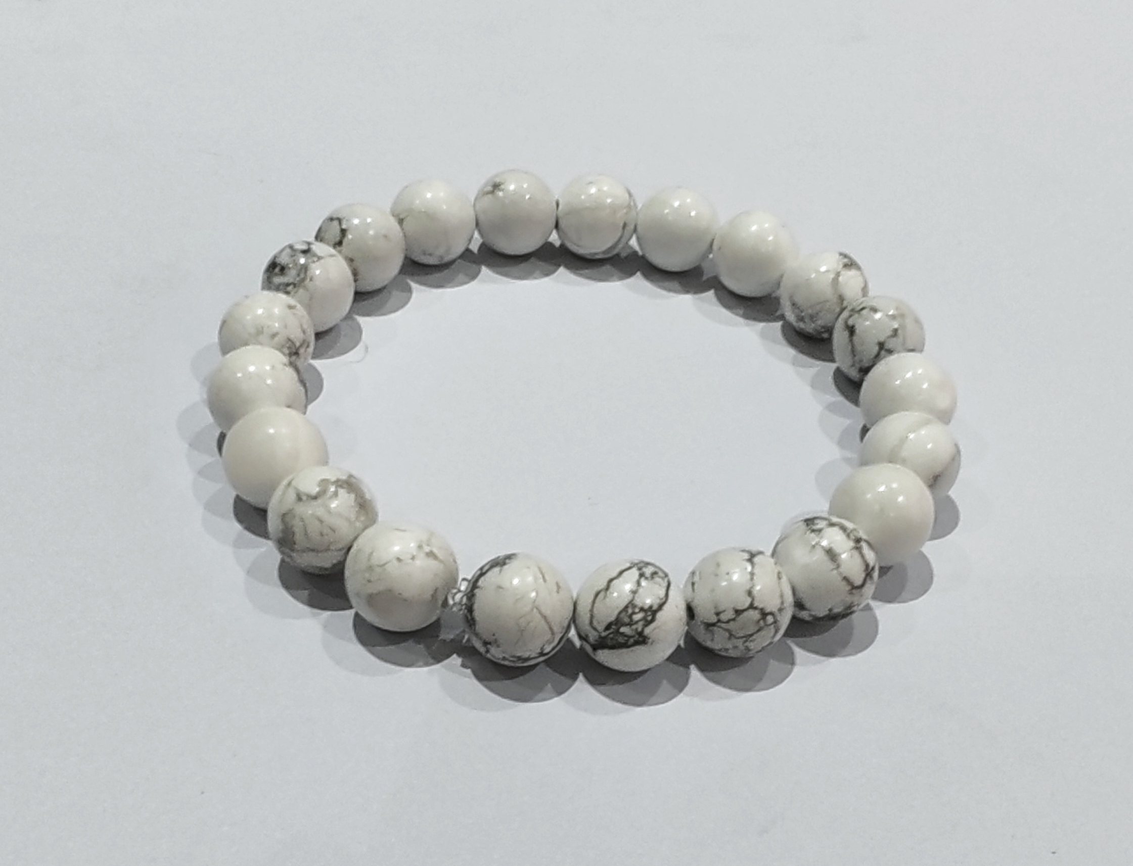 White Howlite 8mm mental wellness bracelet for stress relief and calm