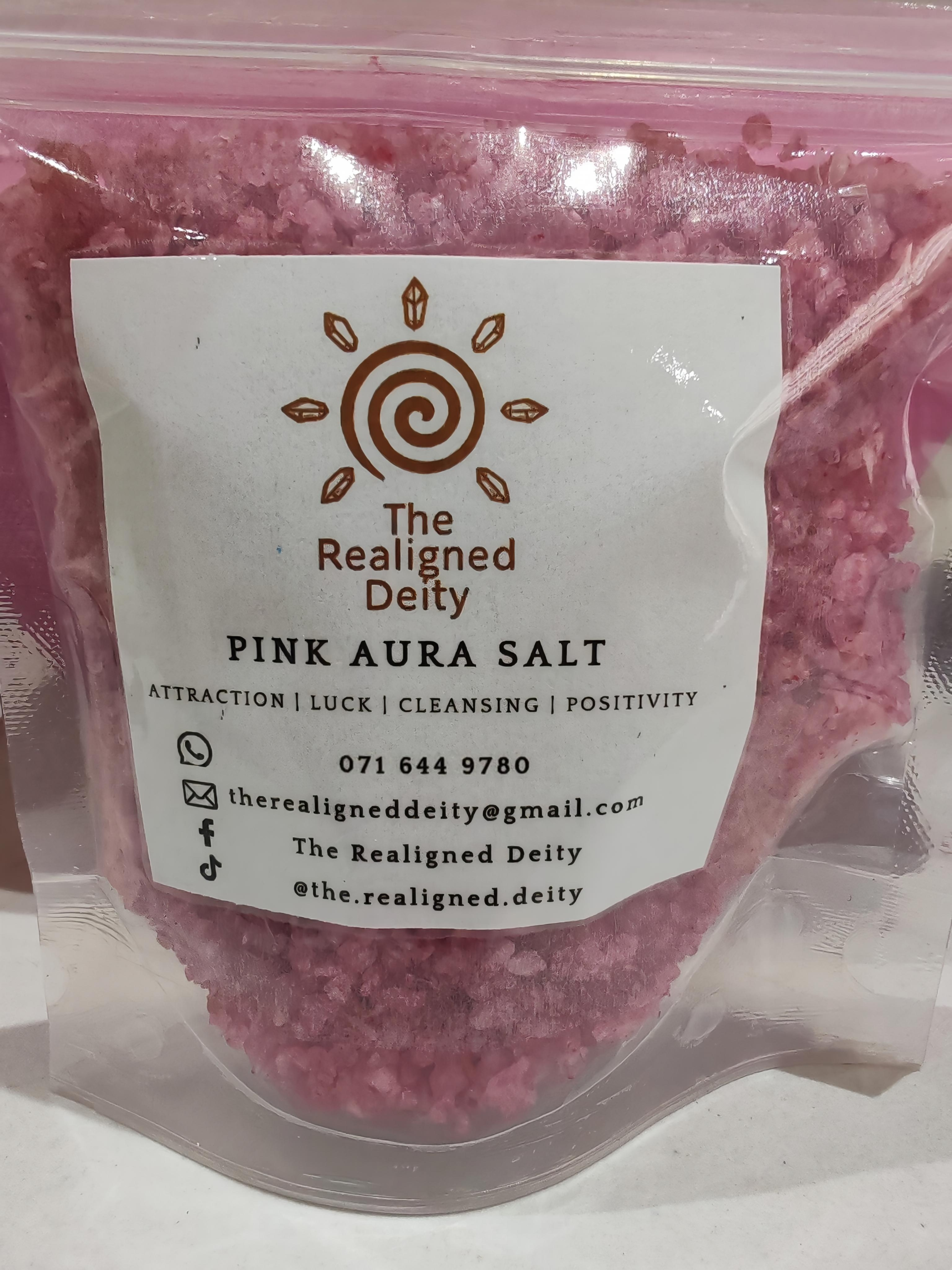 Pink Aura spiritual bath salts for luck and attraction